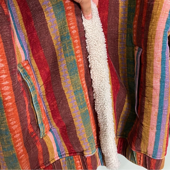 Free People Corrigan Cozy Cord Jacket Rainbow Corduroy Sherpa Lined Medium - Picture 7 of 11